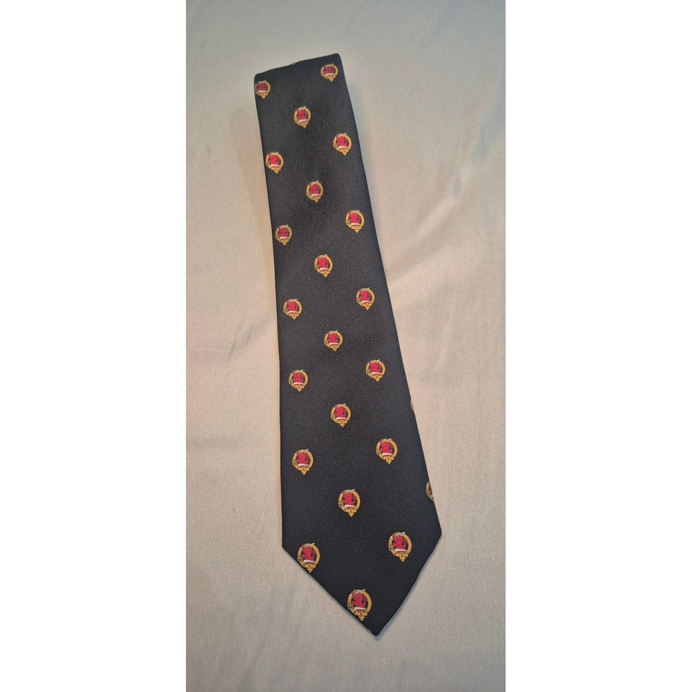 Ingles Buchan Scotland Farquharson Clan Crest Tie Navy Blue Terylene Scottish